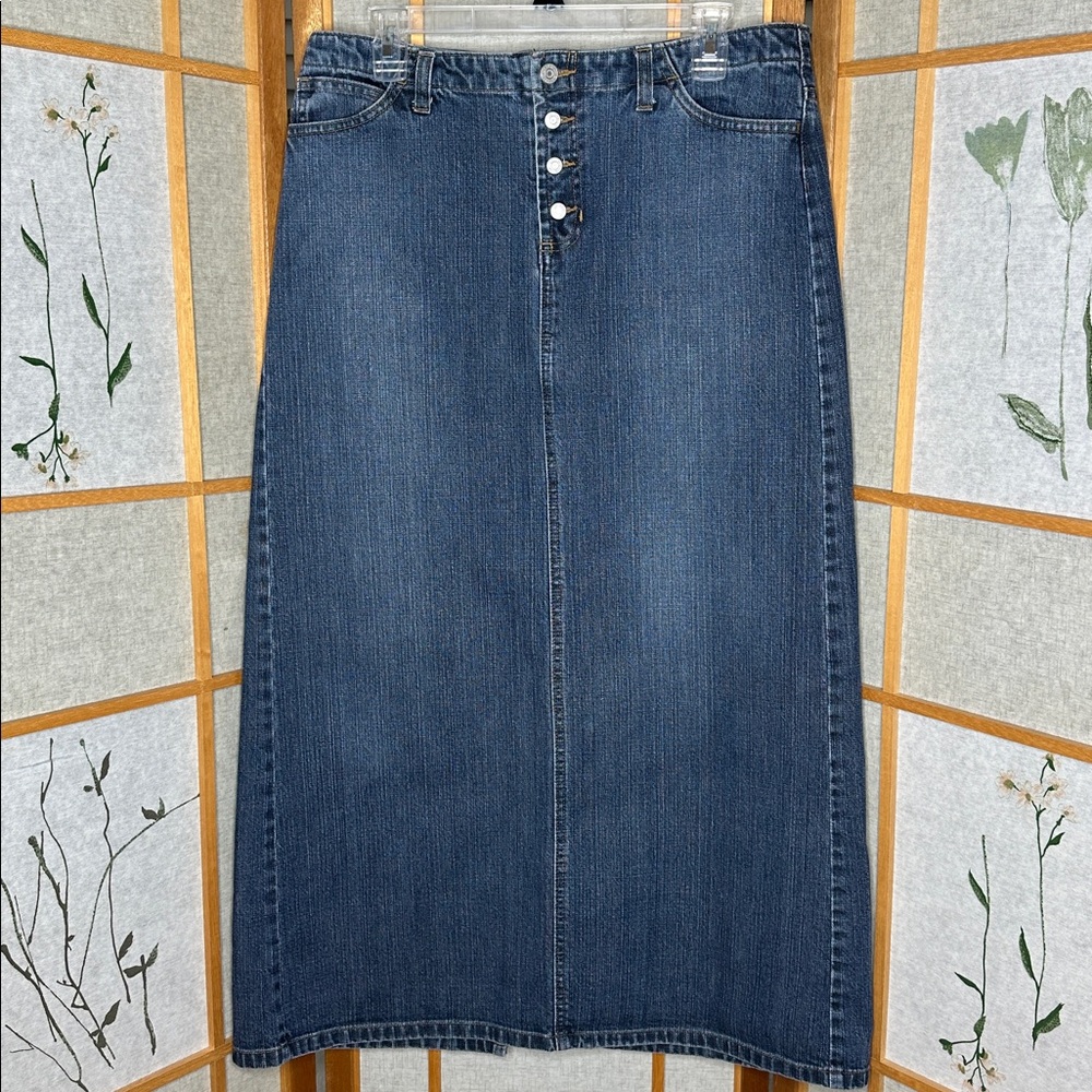 Vintage GAP Maxi Skirt Women Blue Straight Denim Y2K Light Wash Waist size 10